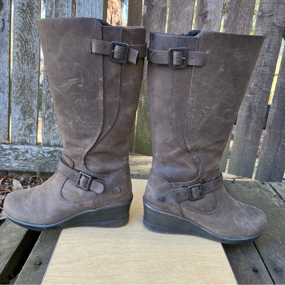 Keen Women’s Keen of Scots Brown Nubuck Leather Wedge Boots Sz 7.5 - Picture 5 of 16